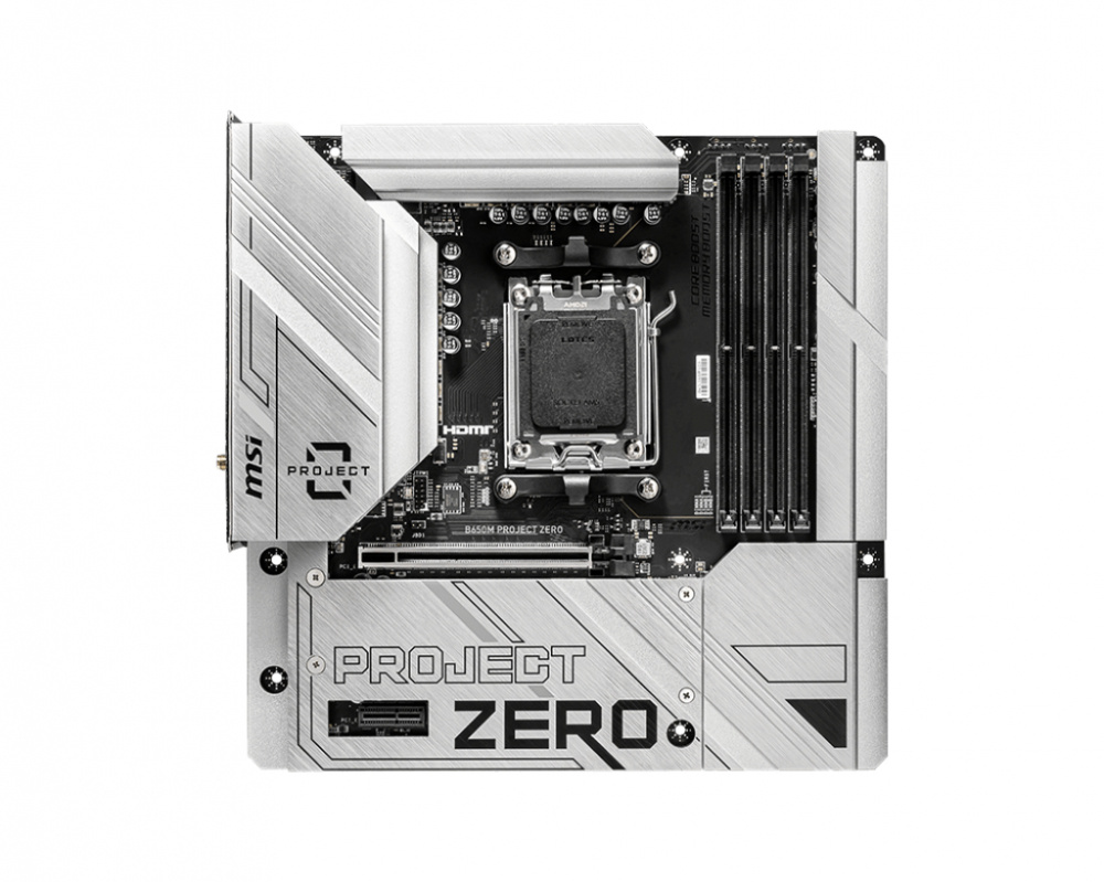 Tarjetas Madre | MSI B650M PROJECT ZERO — Tarjeta Madre , Micro-ATX, Socket AM5, AMD B650, 128GB DDR5, HDMI/DP para AMD,Requiere Gabinete Compatible con Back-Connect