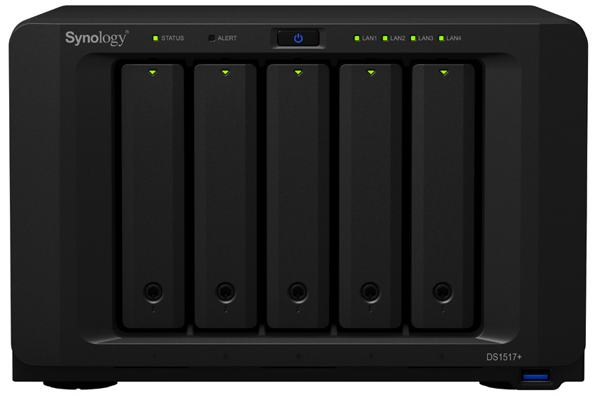 Servidores NAS | SYNOLOGY DS1517+ (2GB) — Servidor NAS DS1517+ de 5 Bahías, Intel Atom C2538 2.40GHz, 2GB DDR3, 4x USB 3.0 - no incluye Discos
