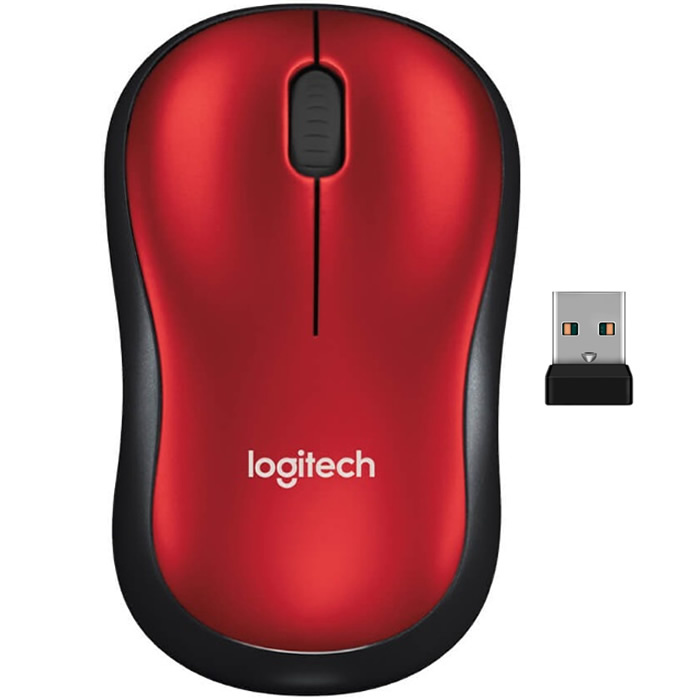 Mouse | LOGITECH 910-003635 — Mouse Óptico M185, Inalámbrico, 1000DPI, Rojo/Negro