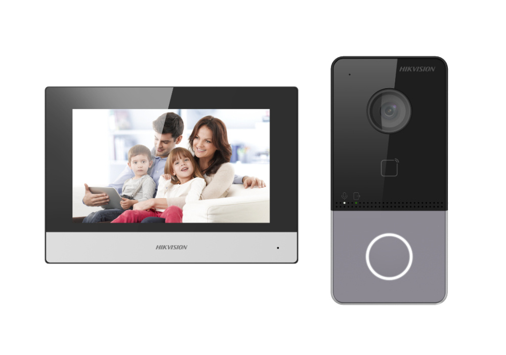 Videoporteros | HIKVISION DS-KIS603-P — Kit de Videoportero , Monitor Touch 7", Altavoz, Inalámbrico/Alámbrico, Negro/Plata