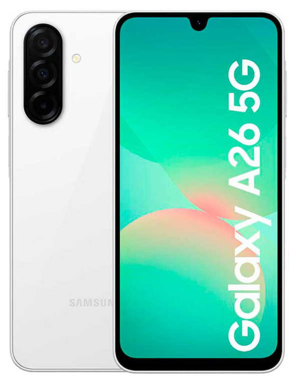 Celulares | SAMSUNG SAM-A26-6+128-BLANCO — Galaxy A26 5G 6.7" Dual SIM, 128GB, 6GB RAM, Blanco