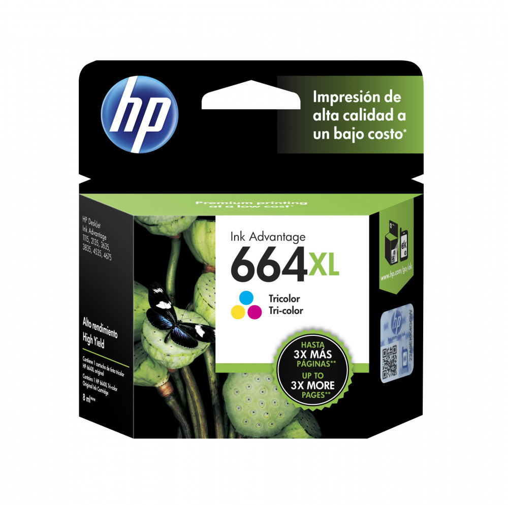 Cartuchos | HP F6V30AL — Cartucho 664XL Alto Rendimiento Tricolor Original, 330 Páginas