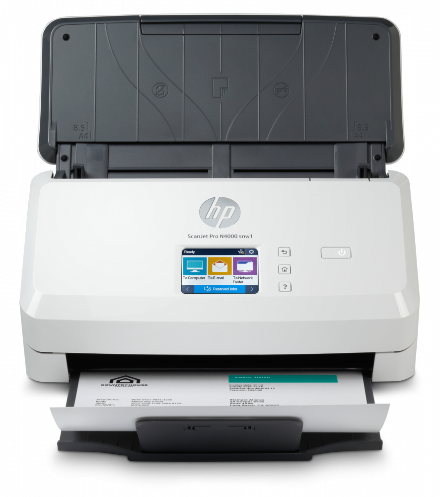 Escáneres | HP 6FW08A — Scanner Scanjet Pro N4000 snw1, 600 x 600 DPI, Escáner Color, Escaneado Dúplex, USB 2.0