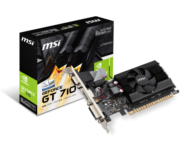 Tarjetas de Video | MSI GT-710-2GD3-LP — Tarjeta de Video NVIDIA GeForce GT 710 Low Profile, 2GB 64-bit GDDR3, PCI Express 2.0, Mín. 300W
