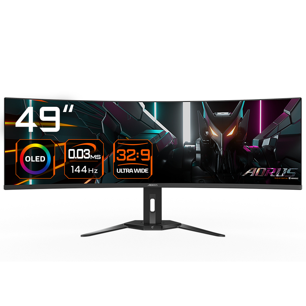 Monitores | AORUS AORUS CO49DQ SA1 — Monitor Gamer Curvo CO49DQ QD-OLED 49", 5120x1440, FreeSync, 144Hz, HDMI/DisplayPort, Bocinas Integradas, Negro