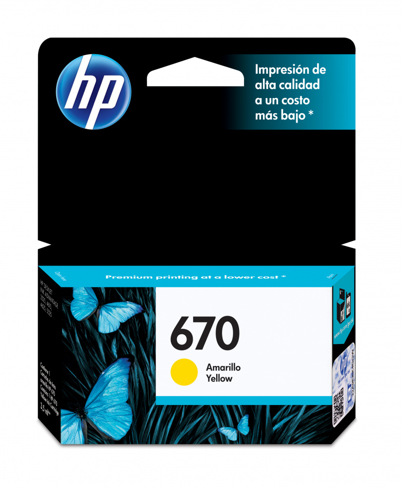 Cartuchos | HP CZ116AL — Cartucho 670 Amarillo Original, 300 Páginas