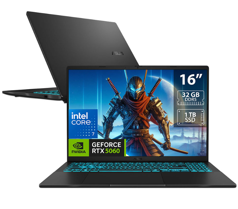 Laptops | ASUS V3607VM-DS79-ROW — Laptop Gamer V16, 16" 1920x1200 WUXGA, Intel Core 7 240H, NVIDIA GeForce RTX 5060, 32GB, 1TB SSD, Windows 11 Home, Inglés