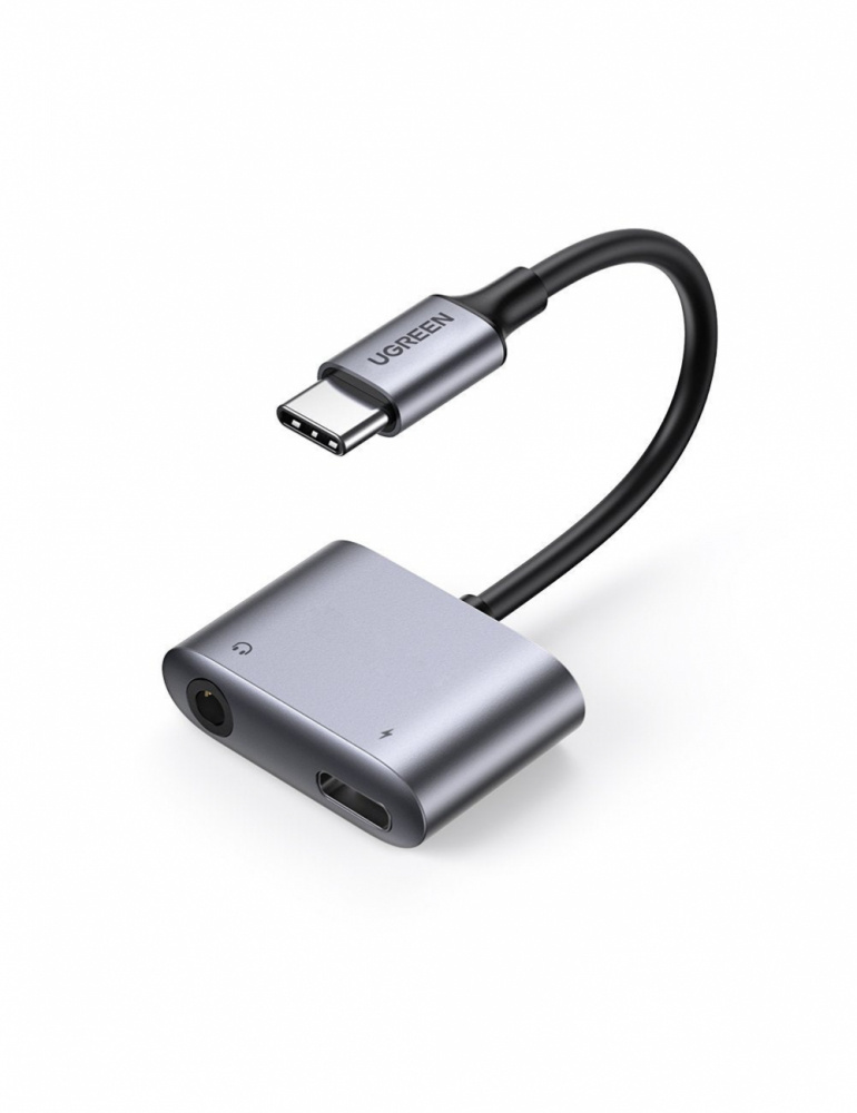 Adaptadores Audio USB | UGREEN 60164 — Adaptador USB-C Macho - USB-C/3.5mm Hembra, Gris
