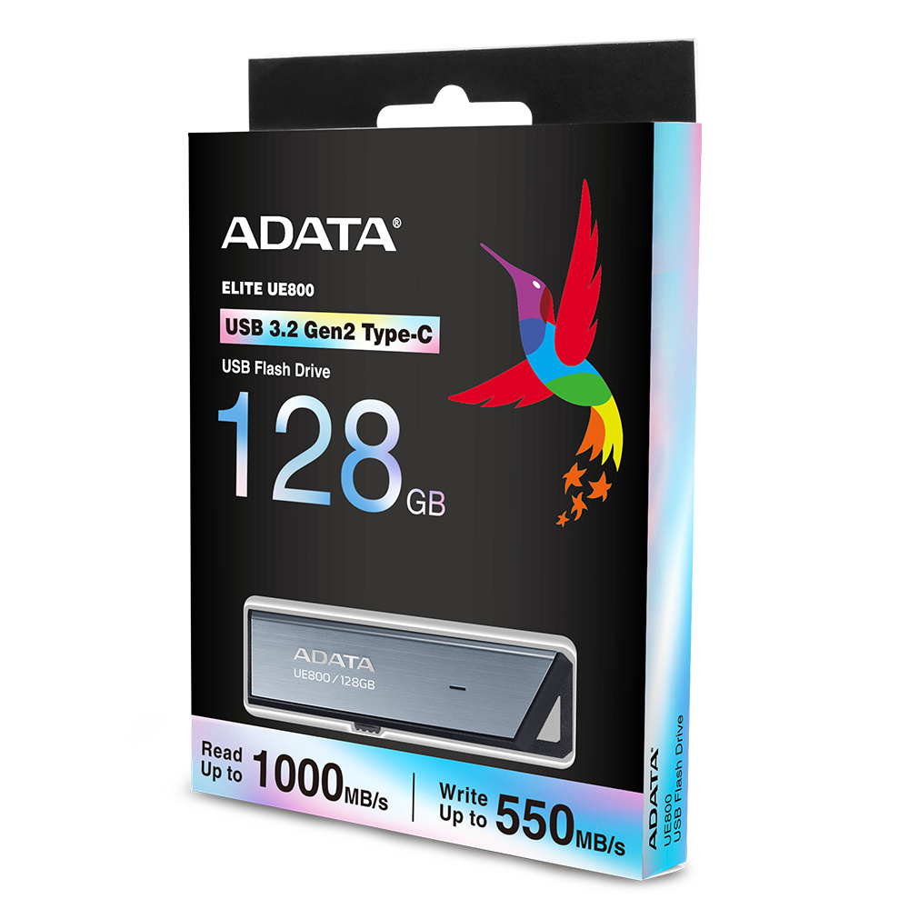 Memorias USB | ADATA AELI-UE800-128G-CSG — Memoria USB Elite UE800, 128GB, USB-C 3.1, Lectura 1.000MB/s, Escritura 550MB/s, Plata