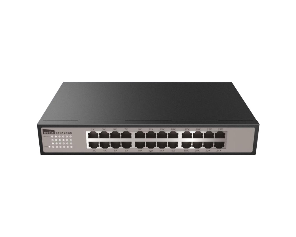Switches | NETIS ST3124GS — Switch Gigabit Ethernet , 24 Puertos 10/100/1000Mbps, 16.000 Entradas - No Administrable
