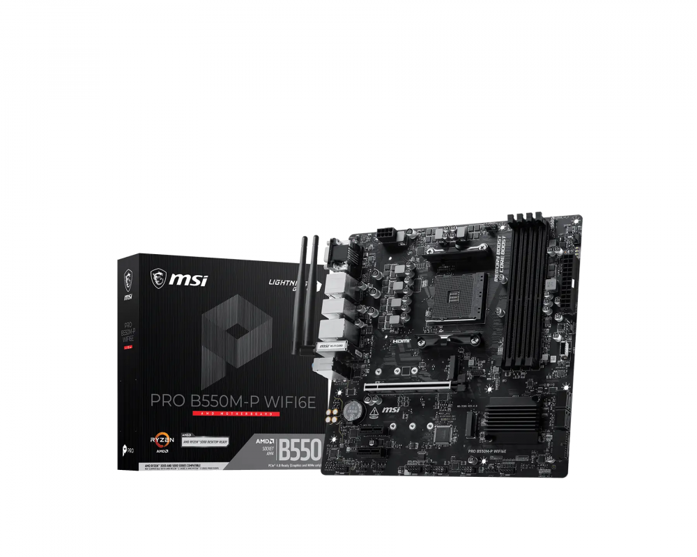 Tarjetas Madre | MSI PRO B550M-P WIFI6E — Tarjeta Madre , Micro-ATX, Socket AM4, AMD B550, 128GB DDR4, HDMI/DP para AMD