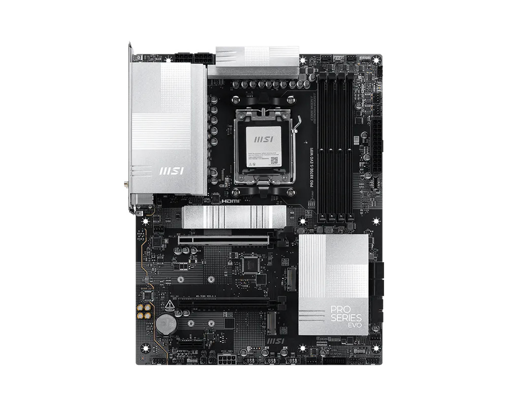 Tarjetas Madre | MSI PRO X870E-S EVO WIFI — Tarjeta Madre , ATX, Socket AM5, AMD X870E, 256GB DDR5, HDMI/DP para AMD
