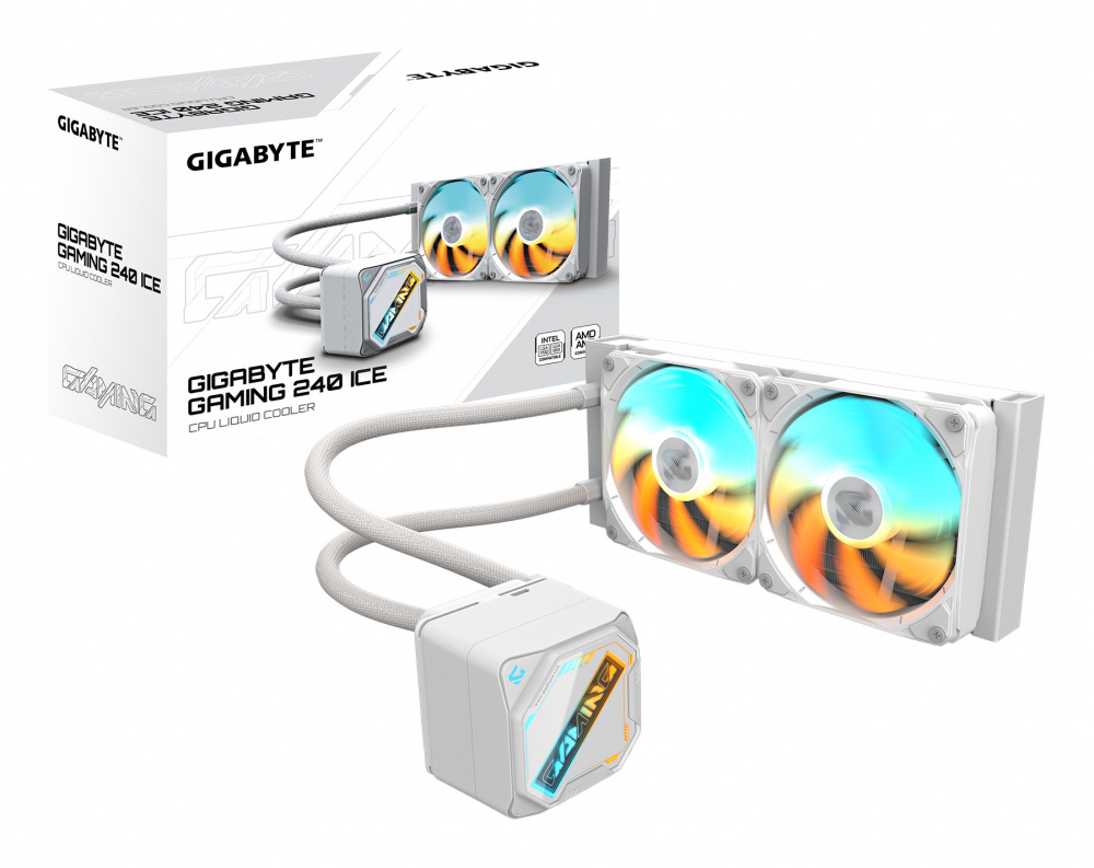 Enfriamiento Líquido | GIGABYTE GP-GIGABYTE GME 240I — GAMING 240 ICE Enfriamiento Líquido para CPU, 2x 120mm, hasta 2200RPM, Blanco