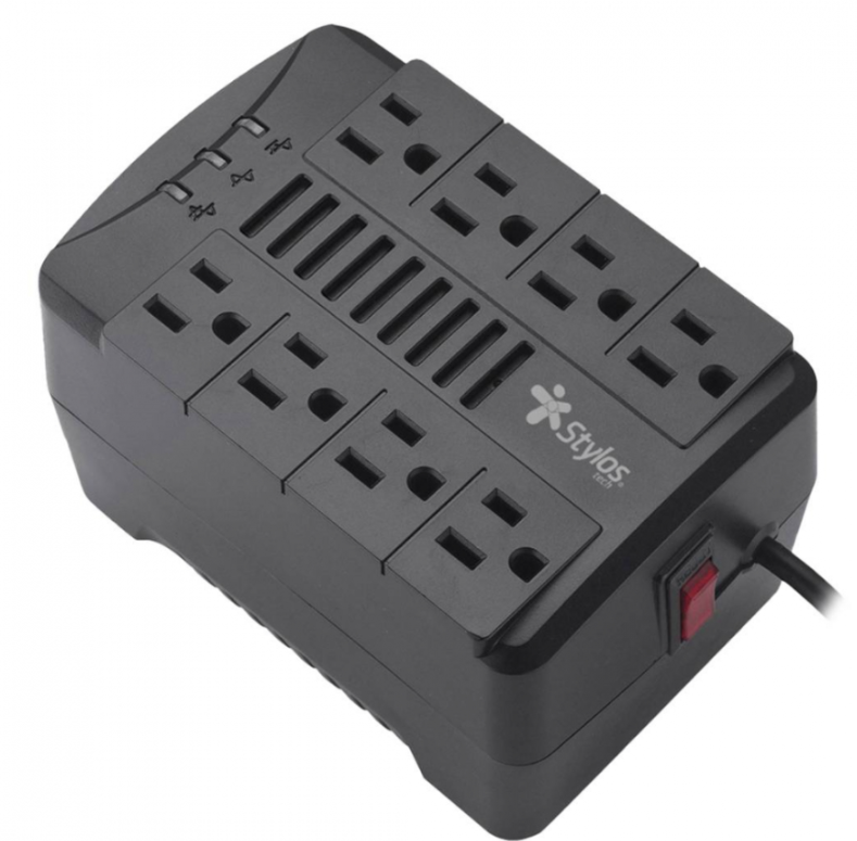 Reguladores de Voltaje | STYLOS STRE480B — Regulador , 480W, 1kVA, Entrada 98 - 139V, Salida 108 - 132V, 8 Salidas