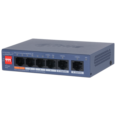 Switches | DAHUA DH-CS4006-4ET2GT-60 — Switch , 6 Puertos Gigabit Ethernet 10/100/1000, 12 Gbit/s, 2000 Entradas, No Administrado