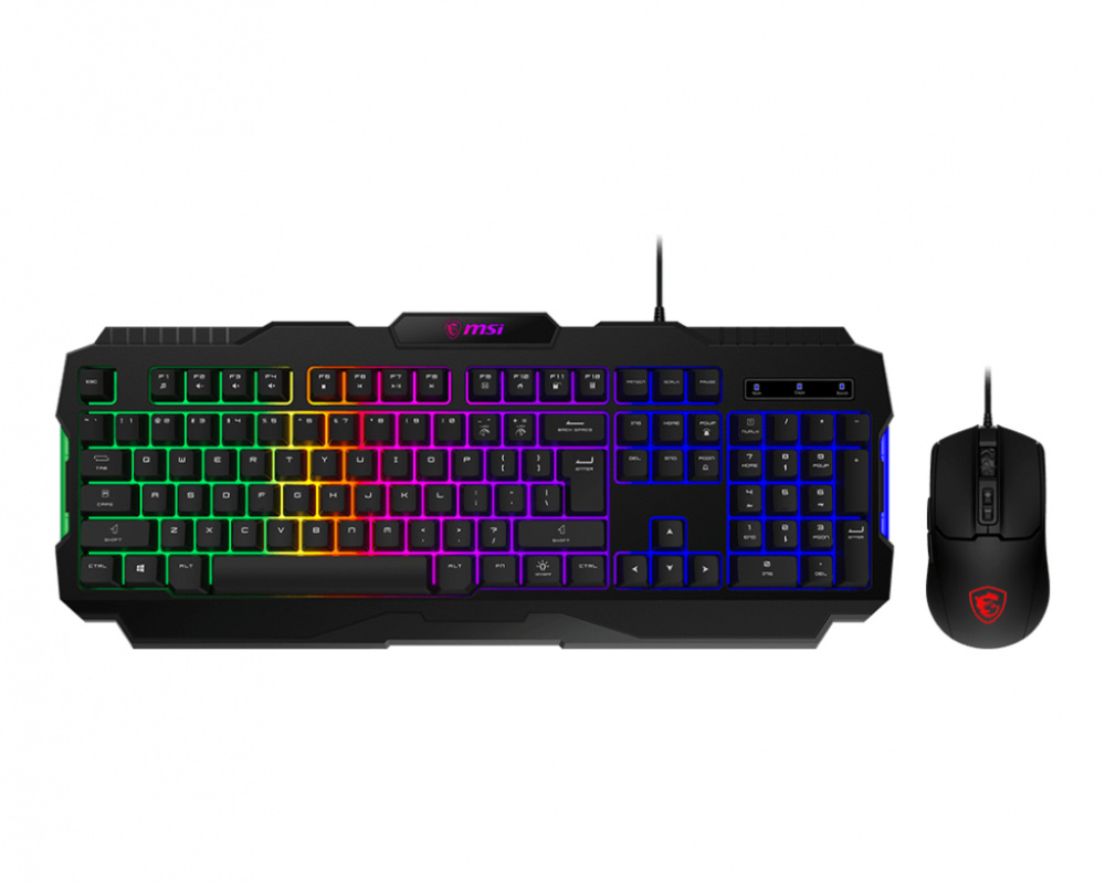 Kits de Teclado y Mouse | MSI FORGE GK100 COMBO US — Kit Gamer de Teclado y Mouse FORGE GK100 COMBO, Alámbrico, USB, Negro, Inglés