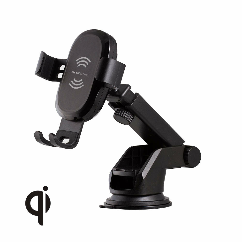 Cargadores de Dispositivos Móviles | ARGOMTECH ARG-AC-0161BK — Cargador Inalámbrico para Auto VORTEX M2, 15W, Negro