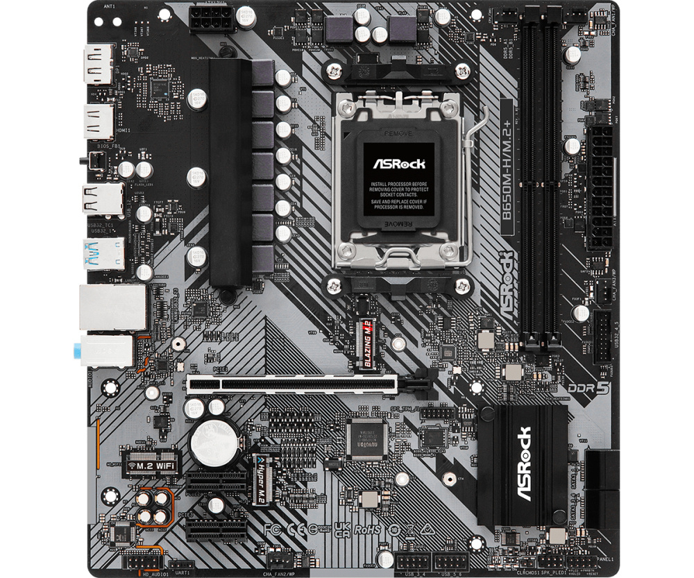 Tarjetas Madre | ASROCK B650M-H/M.2+ — Tarjeta Madre , Micro-ATX, Socket AM5, AMD B650, 96GB DDR5, HDMI/DP para AMD