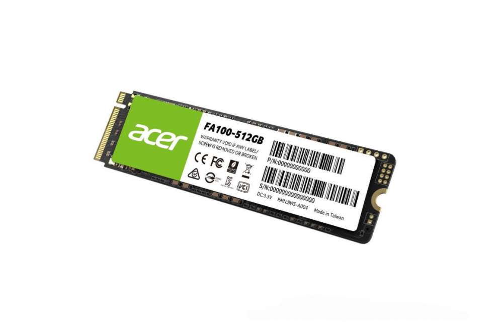 SSD | ACER BL.9BWWA.119 — SSD FA100 NVMe, 512GB, M.2, PCI Express 3.0, 2700 MB/s Escritura, 3000 MB/s Lectura