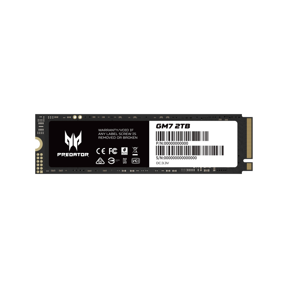 SSD | ACER DDSSDPTR9BWWR119 — SSD Predator GM7 NVMe, 2TB, M.2, PCI Express 4.0, 6300 MB/s Escritura, 7200 MB/s Lectura