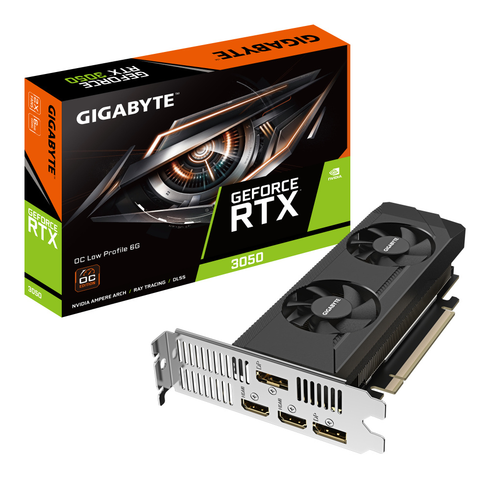 Tarjetas de Video | GIGABYTE GV-N3050OC-6GL — Tarjeta de Video NVIDIA GeForce RTX 3050 OC Low Profile, 6GB 96-bit GDDR6, PCI Express 4.0, Mín. 550W