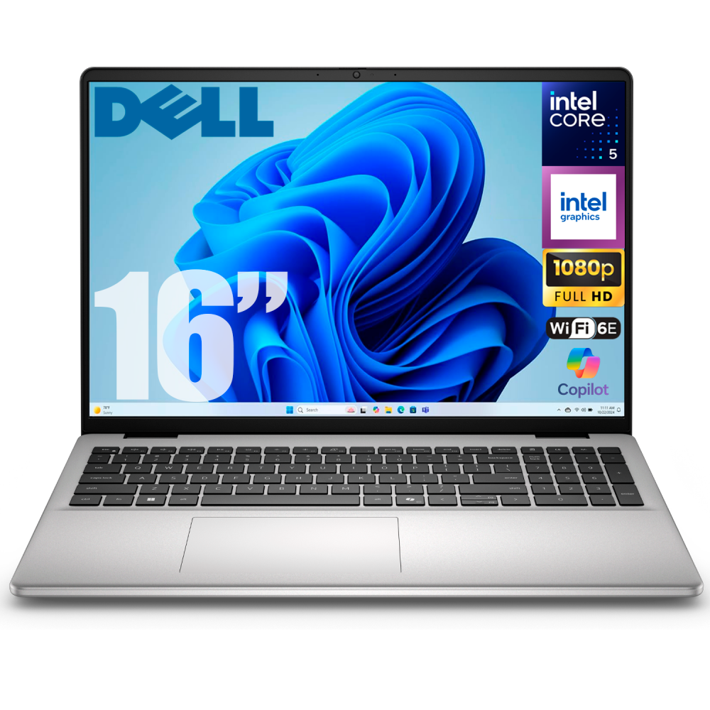 Laptops | DELL LDC16251-5506SLV-PUS-ROW — Laptop DC16251, 16" 1920x1080 Full HD Táctil, Intel Core 5 120U, 8GB, 512GB SSD, Windows 11 Home, Inglés