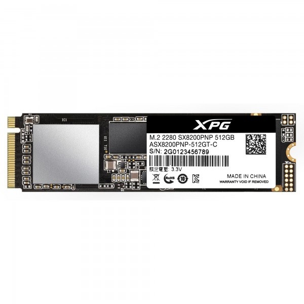 SSD | XPG ASX8200PNP-512GT-C — SSD SX8200 Pro NVMe, 512GB, M.2, PCI Express 3.0, 2300 MB/s Escritura, 3500 MB/s Lectura