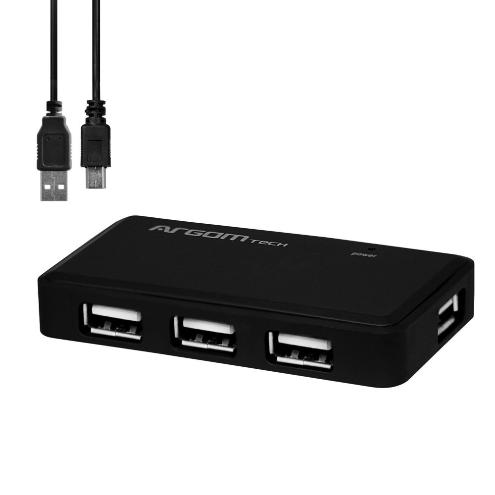 Repetidores USB | ARGOMTECH ARG-UB-0088 — Hub USB A Macho, 4x USB, 480 Mbit/s, Negro