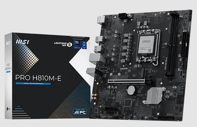 Tarjetas Madre | MSI PRO H810M-E — Tarjeta Madre , Micro-ATX, LGA 1851, Intel H810, 128GB DDR5, HDMI/DP para Intel