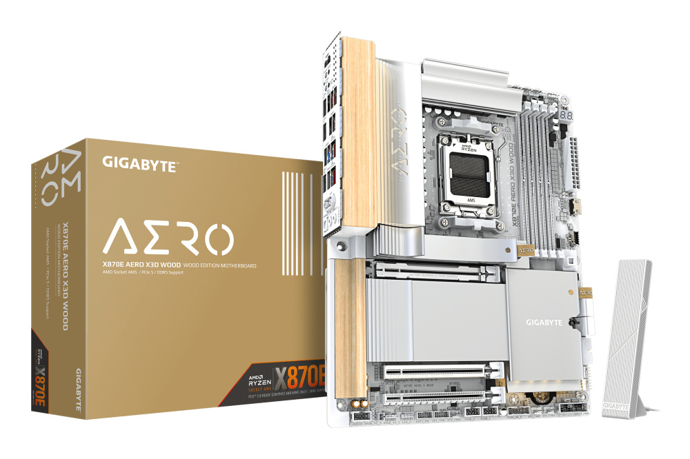 Tarjetas Madre | GIGABYTE X870E AERO X WOOD — Tarjeta Madre X870E AERO X3D WOOD, ATX, Socket AM5, AMD X870E, 256GB DDR5, HDMI para AMD