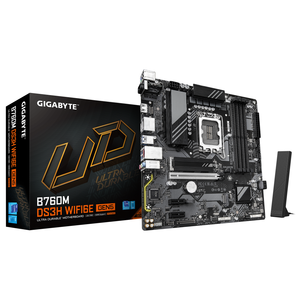 Tarjetas Madre | GIGABYTE B760M DS3H WF6E GEN5 — Tarjeta Madre , Micro-ATX, LGA 1700, Intel B760, 256GB DDR5, HDMI/DP para Intel