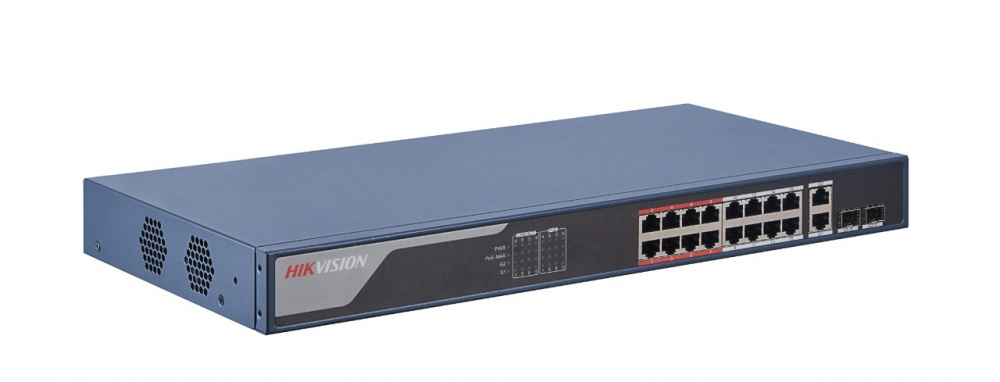 Switches | HIKVISION DS-3E1318P-EI — Switch , 16 Puertos Fast Ethernet 10/100 16 x PoE+ 230W, 2 Puertos SFP, 7.2 Gbit/s, 16000 Entradas, Administrado
