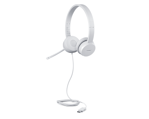 Audífonos | LENOVO GXD1E71385 — Audífonos con Micrófono 110 Stereo, Cancelación de Ruido, Alámbrico, USB, Gris