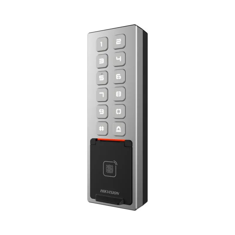 Teclados y Controles Remoto | HIKVISION DS-K1T805MBFWX — Teclado Antivandálico , PIN/Tarjeta MIFARE/Huella/Tarjeta Bluetooth, WiFi, 10.000 Usuarios