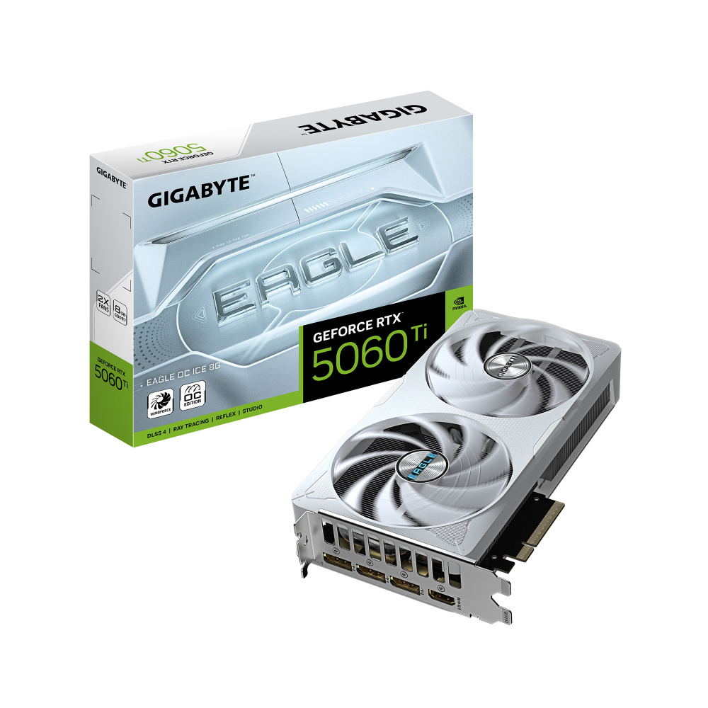 Tarjetas de Video | GIGABYTE GV-N506TEAGLEOC ICE-8GD — Tarjeta de Video NVIDIA GeForce RTX 5060 Ti EAGLE OC ICE 8G, 8GB 128-bit GDDR7, PCI Express x8 5.0, Mín. 600W