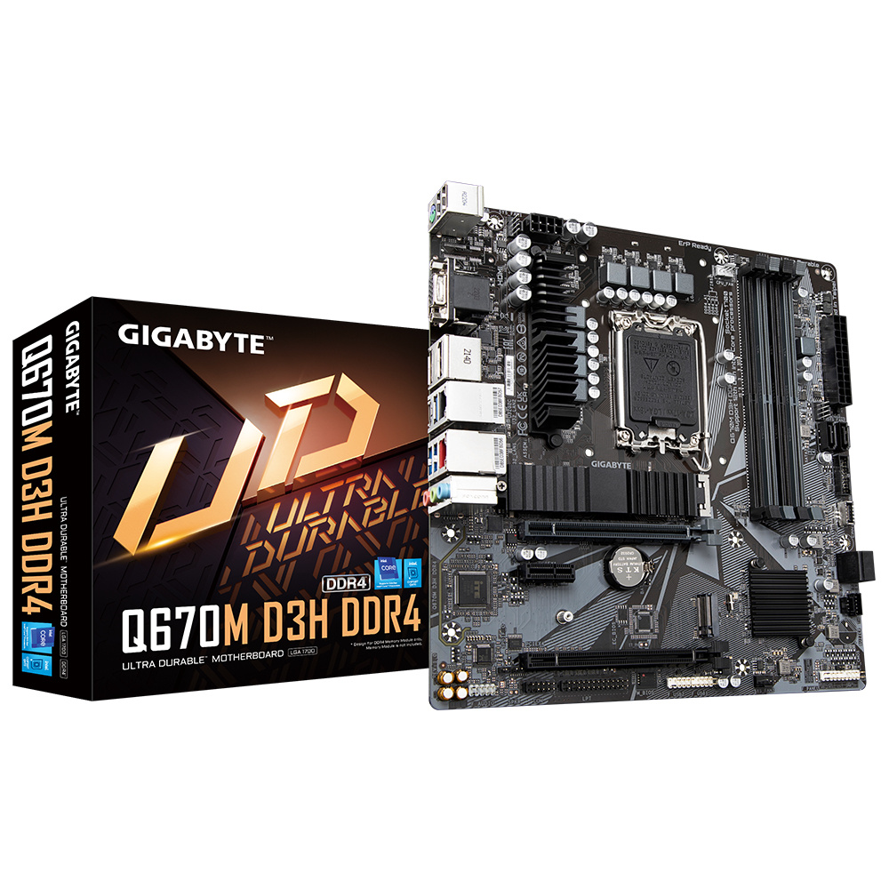 Tarjetas Madre | GIGABYTE Q670M D3H DDR4 — Tarjeta Madre , Micro-ATX, LGA 1700, Intel Q670, 128GB DDR4, HDMI/DP para Intel