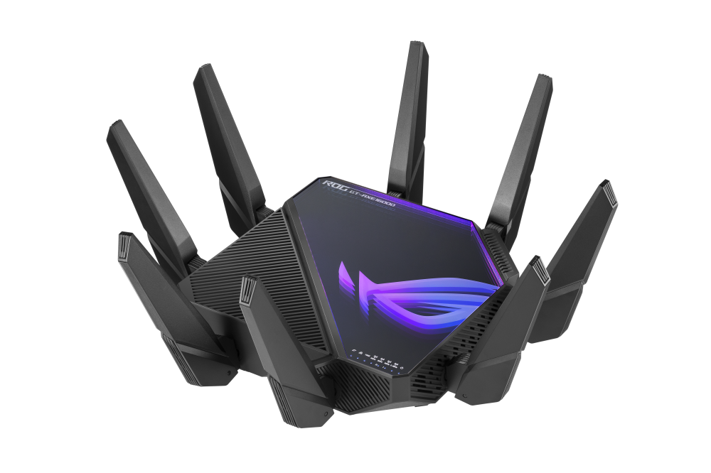Router | ASUS ROG RAPTURE GT-AXE16000 — Router Gaming MU-MIMO Firewall, Wi-Fi 6E, 6 x RJ-45 4804 Mbit/s WLAN, Inalámbrico, Triple Banda 2.4/5/6 GHz, 8 Antenas Externas