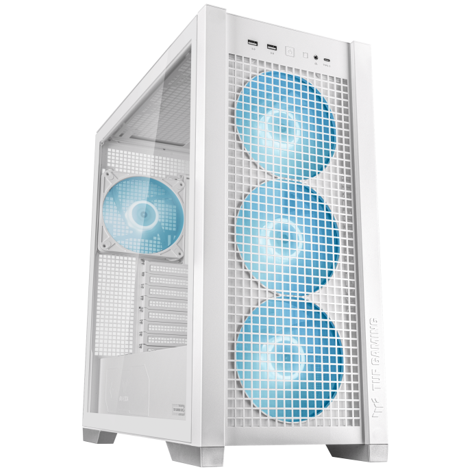 Gabinetes | ASUS TUF GAMING GT302 ARGB WHT — Gabinete TUF Gaming GT302 ARGB, Midi-Tower, ATX/EATX/Micro-ATX/Mini-ITX, USB 3.0, sin Fuente, 4 Ventiladores Instalados, Blanco