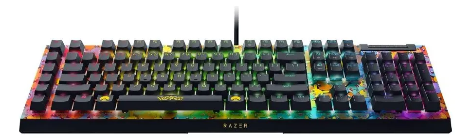 Teclados | RAZER 840272920275 — Teclado Gamer Black Widow V4 Pokemon Edition LED RGB, Teclado Mecánico, Green, Alámbrico, USB, Multicolor, Inglés