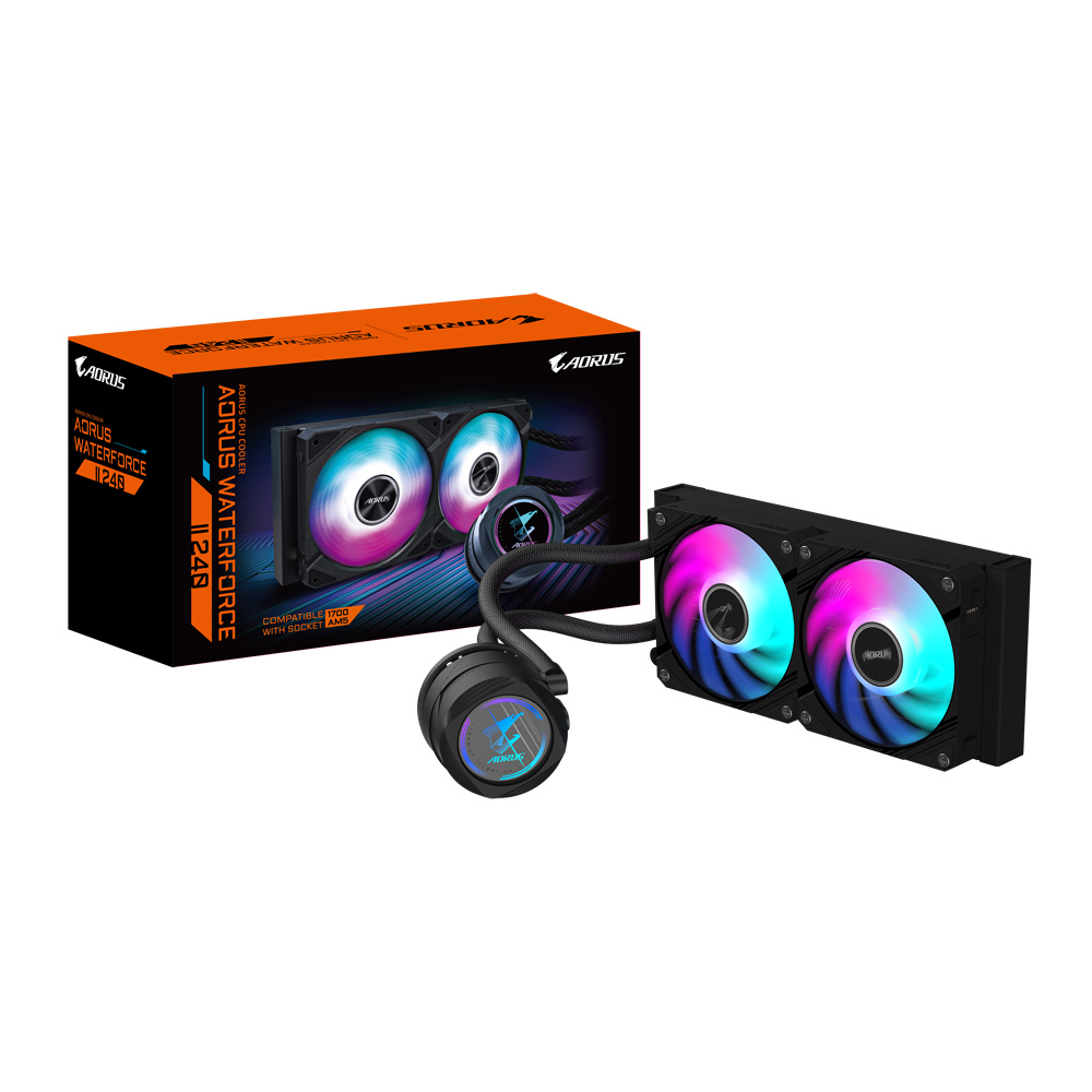 Enfriamiento Líquido | AORUS GP-AORUS WATERFORCE II 240 — Waterforce II 240 Enfriamiento Líquido para CPU, 2x 120mm, hasta 2300RPM, Negro