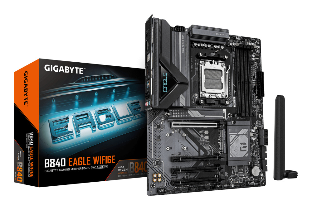 Tarjetas Madre | GIGABYTE B840 EAGLE WIFI6E — Tarjeta Madre , ATX, Socket AM5, AMD B840, 256GB DDR5, HDMI/DP para AMD