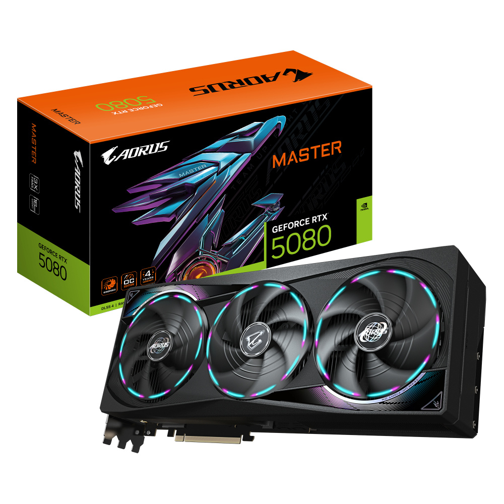 Tarjetas de Video | GIGABYTE GV-N5080AORUS M-16GD — Tarjeta de Video NVIDIA GeForce RTX 5080 MASTER, 16GB 256-bit GDDR7, PCI Express 5.0, Mín. 850W