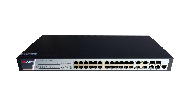 Switches | HIKVISION DS-3E2528P(B) — Switch , 24 Puertos Gigabit Ethernet 10/100/1000 24 x PoE 370W, 4 Puertos SFP, 336 Gbit/s, 8000 Entradas, Administrado