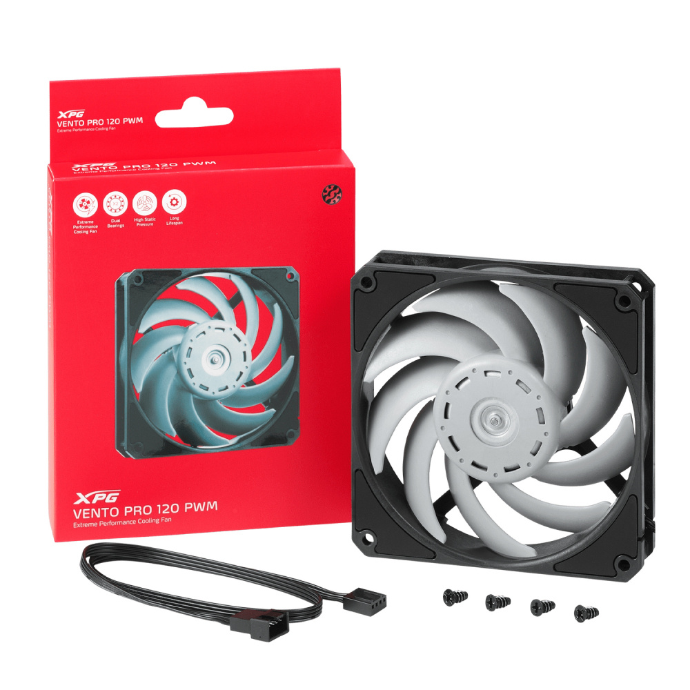Ventiladores | XPG VENTOPRO120PWM-BKCWW — Ventilador Vento PRO, 120mm, 2150RPM, Negro/Blanco