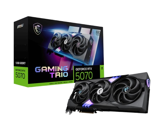Tarjetas de Video | MSI RTX 5070 12G GAMING TRIO OC — Tarjeta de Video NVIDIA GeForce RTX 5070 GAMING TRIO OC, 12GB 192-bit GDDR7, PCI Express 5.0, Mín. 650W