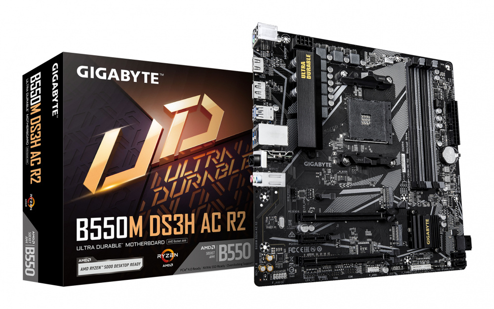 Tarjetas Madre | GIGABYTE B550M DS3H AC R2 — Tarjeta Madre B550M DS3H AC, Micro-ATX, Socket AM4, AMD B550, 128GB DDR4, HDMI/DP para AMD