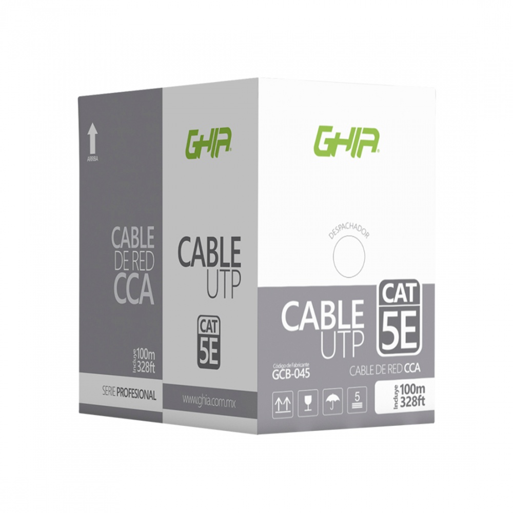 Bobinas de Cable Ethernet | GHIA GCB-045 — Bobina de Cable Ethernet Cat5e, UTP, 100 Metros