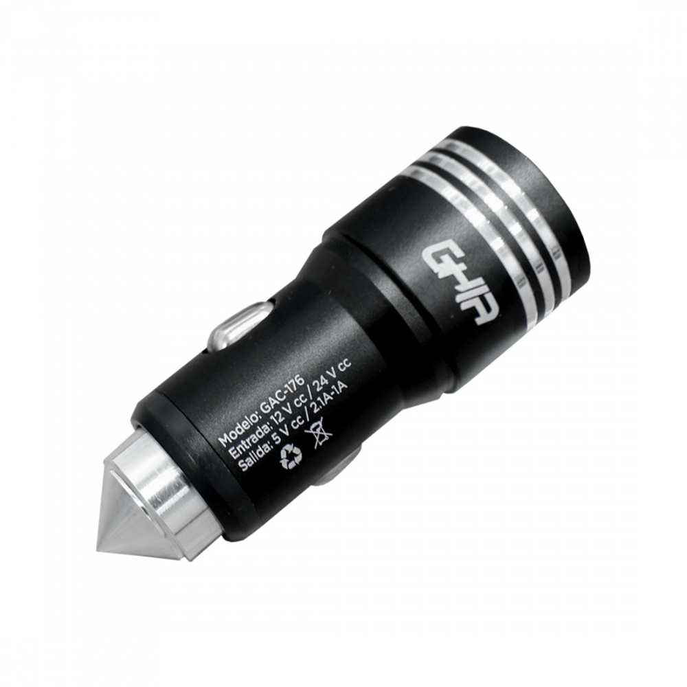 Cargadores de Dispositivos Móviles | GHIA GAC-176 — Cargador para Auto , 5V, 2x USB 2.0, Negro