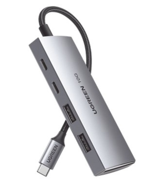 Repetidores USB | UGREEN 30758 — ﻿ Hub USB-C 3.2 - 2x USB 3.2, 2x USB-C 3.2, 10 Gbit/s, Gris