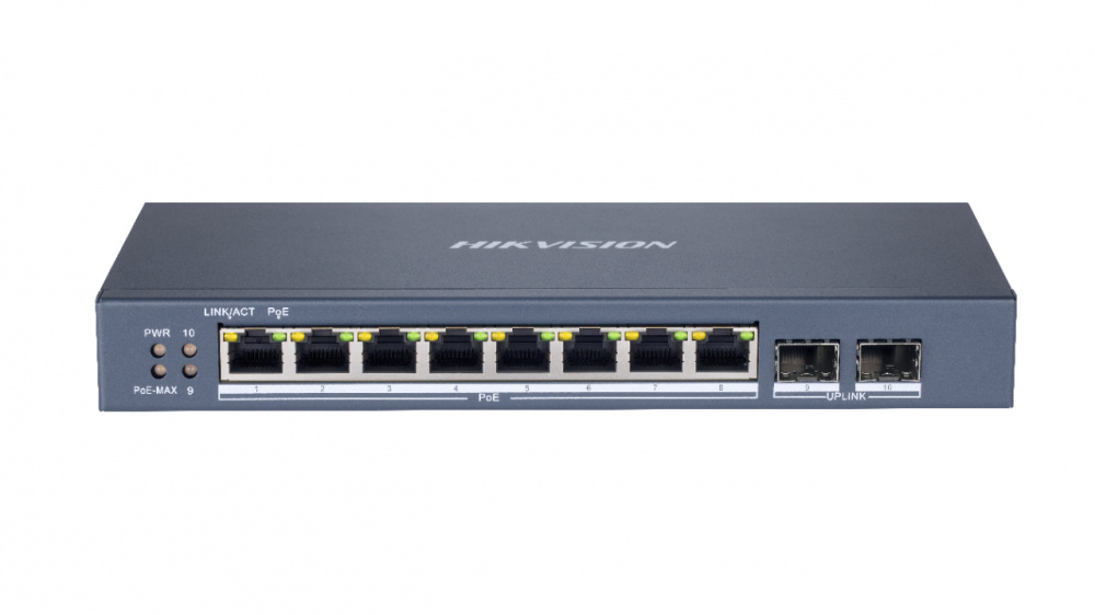 Switches | HIKVISION DS-3E1510P-SI — Switch , 8 Puertos Gigabit Ethernet 10/100/1000 8 x PoE+ 110W, 2 Puertos SFP, 20 Gbit/s, 8000 Entradas, Administrado